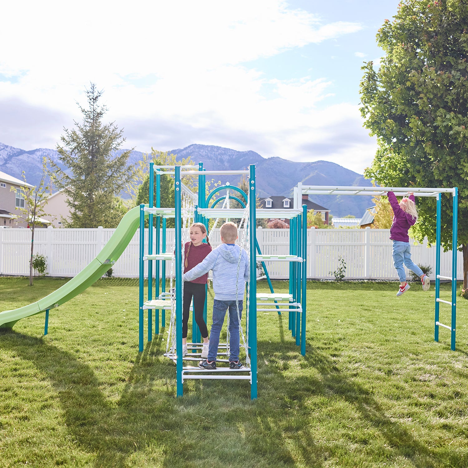 ActivPlay Base Camp Playground + Monkey Bars, Hanging Bridge Modules