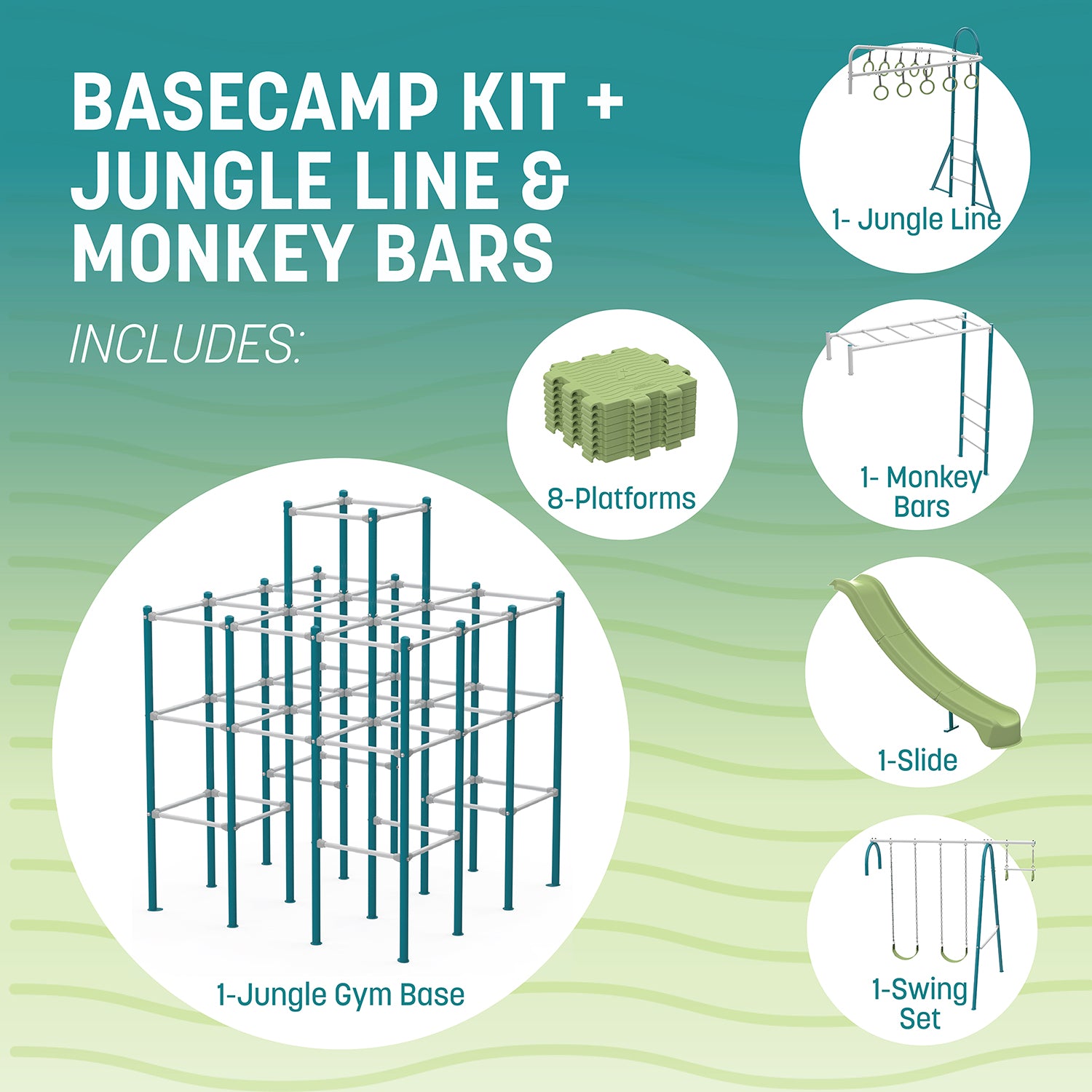 ActivPlay Base Camp Playground + Monkey Bars, Jungle Line Modules